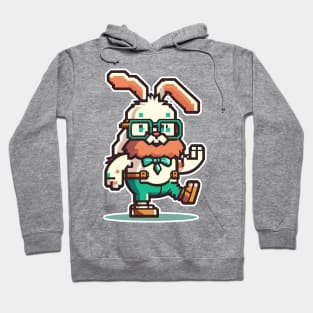 Cute happy kawaii 8-bit 16-bit pixel easter rabbit bunny Hoodie